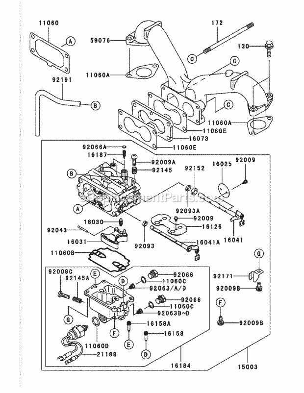 Fh680v-As29 Carburetor Diagram and Parts List for M54-KW 53AI8CTW750 Cub Cadet Sprayer
